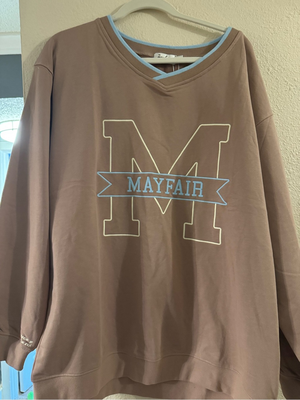 Revolve Mayfair M/L Graphic Sweatshirt - Mauve with Light Blue Trim